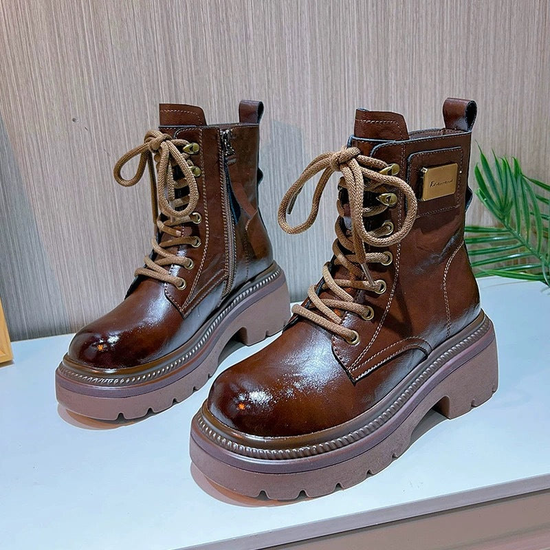 Women's Style Fashion Thick Sole Increased Genuine Boots