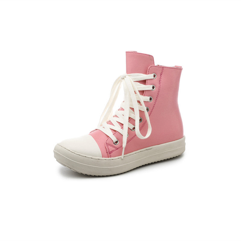 Women's Pink Thick Bottom Side Zipper Versatile Casual Shoes