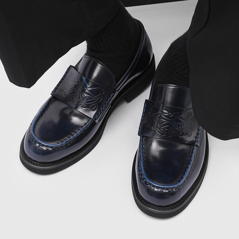 Women's & Men's Embossed Commuter Trendy Slip-on Retro British Leather Shoes