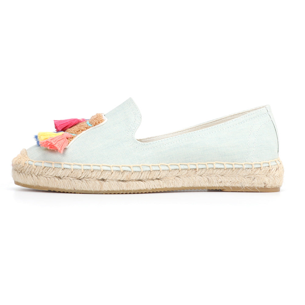Women's Single Straw Fisherman Linen Flat Leisure Canvas Shoes
