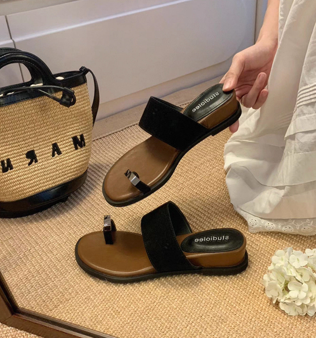 Grape Mom Genuine High-rise Flip-flops With Slippers
