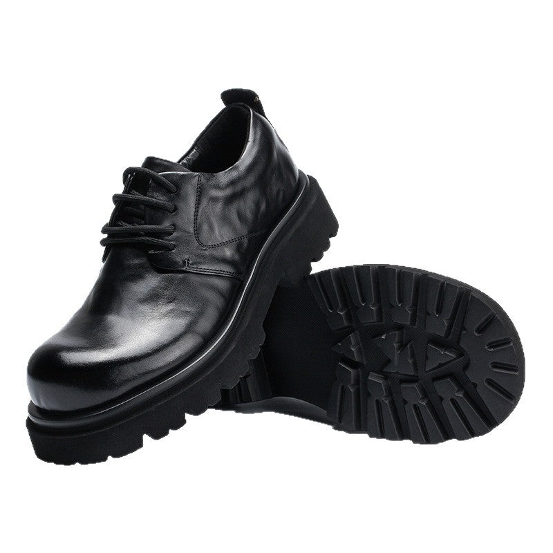 Men's High-grade Big Head Genuine Breathable Increased Leather Shoes