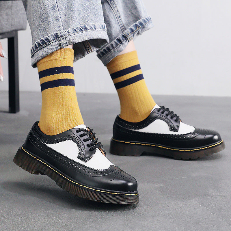 Women's & Men's Martin Low-cut Hole Genuine Brogue Round Head Casual Shoes