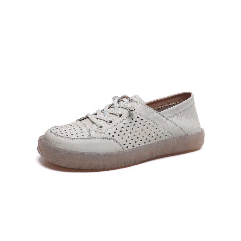 Women's First Layer Cowhide Hollowed Leisure Pumps Casual Shoes