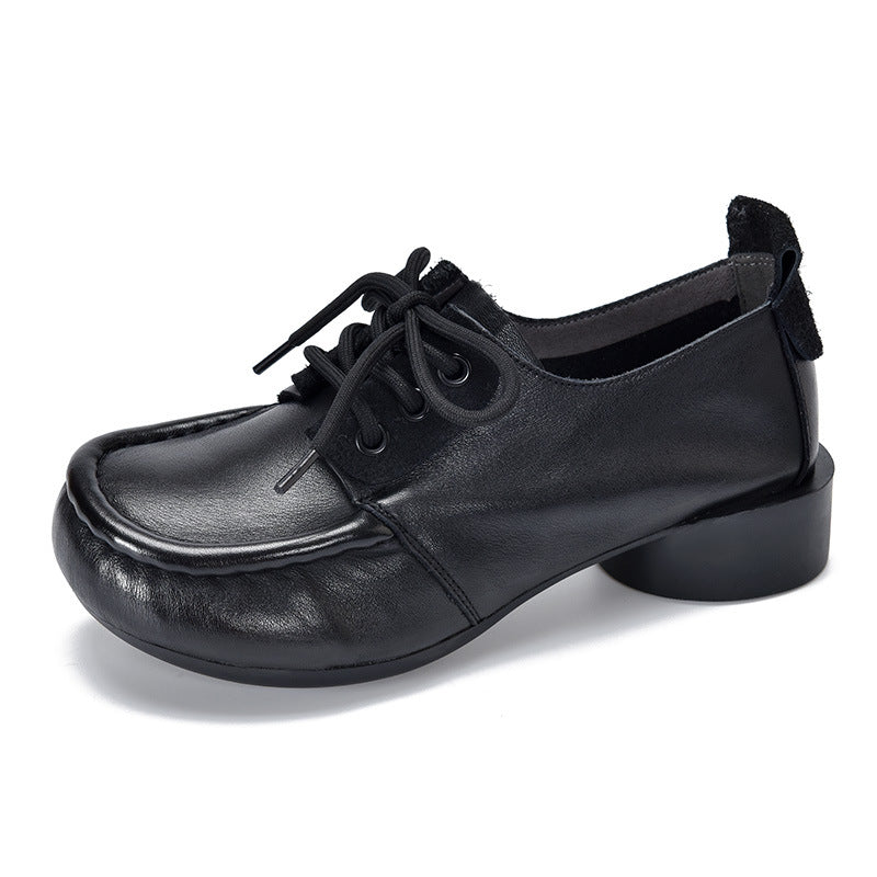 Women's Full Grain Cow Pumps Retro Easy Matching Casual Shoes