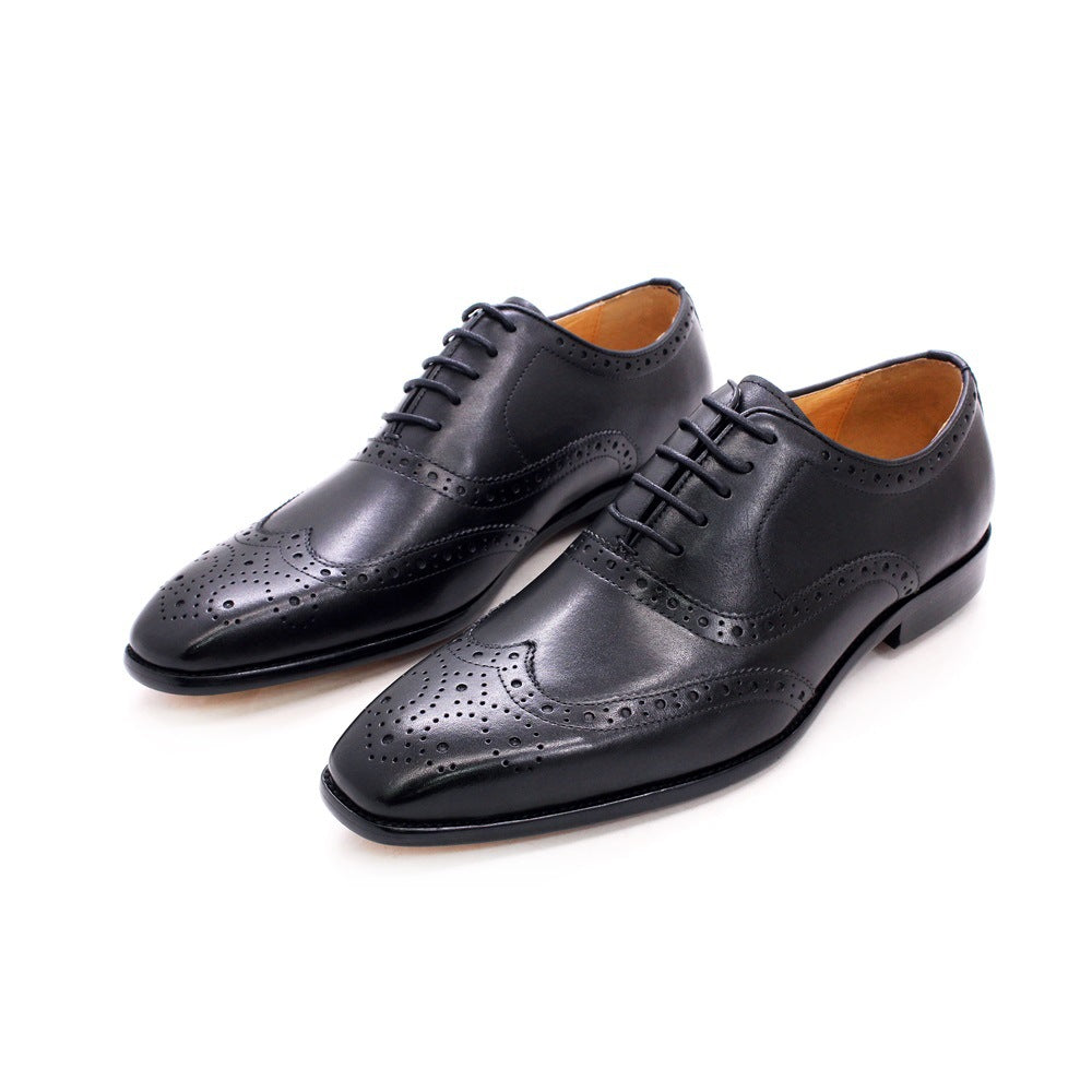 Men's British Style Brogue Oxford Business Breathable Leather Shoes
