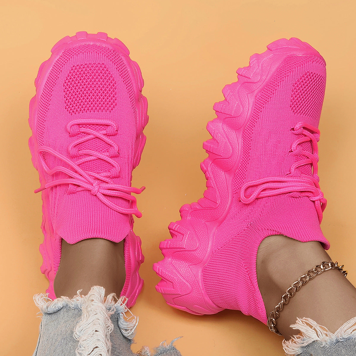 Women's Plus Size Sports Breathable Socks Slip-on Casual Shoes