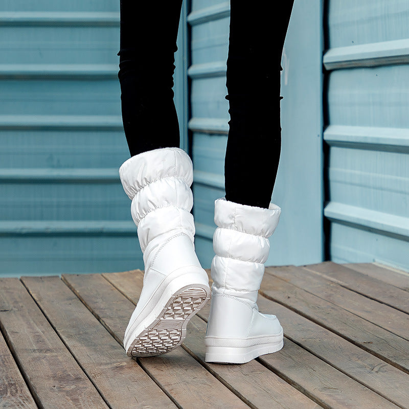 Women's Fleece-lined Warm Ski Resort Travel Slimming Leg Snow Boots