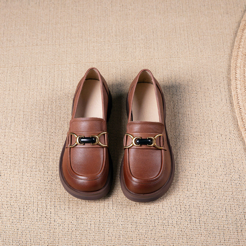 Women's First Layer Cowhide Authentic British Style Loafers