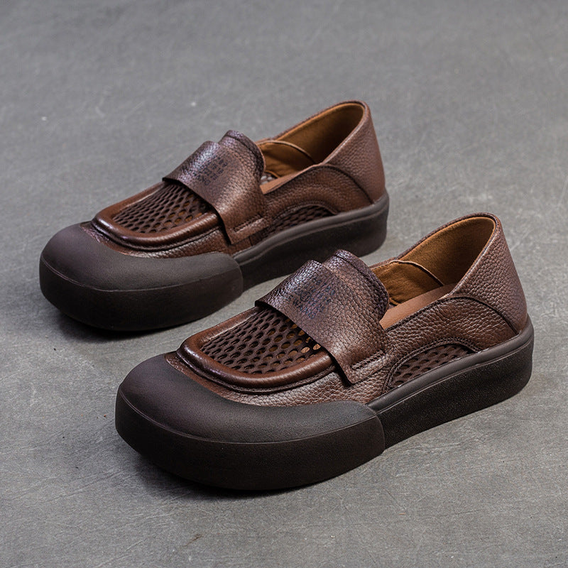 Women's Breathable Mesh Pumps Retro Flat Bottom Loafers