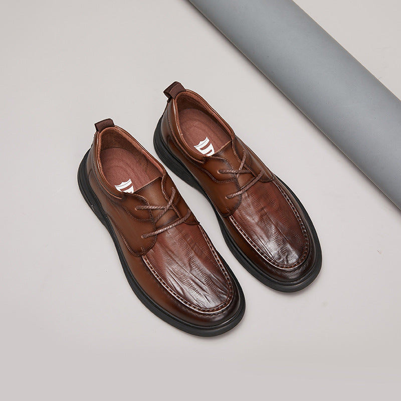 Men's Super Soft Top Layer Cowhide Embossed Leather Shoes