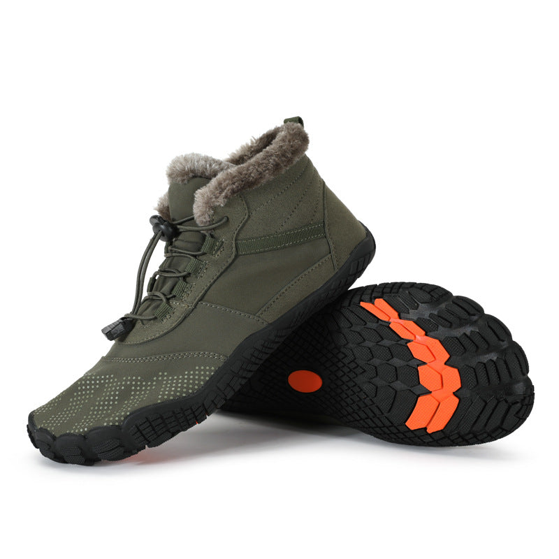 Men's Outdoor Five-finger Winter Cotton Waterproof Plus Snow Boots