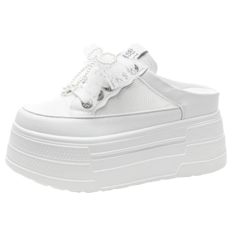 Women's Platform Height Increasing Insole Leisure Genuine Slippers