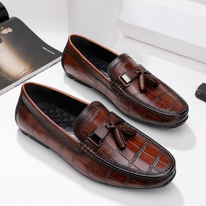 Men's Tassel Tods Green British Style Slip-on Casual Shoes