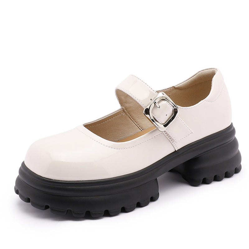 Women's Jane Pumps Autumn Black Thick Sole Loafers
