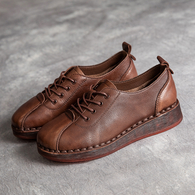Colored Wedge Front Top Layer Cowhide Beef Casual Shoes