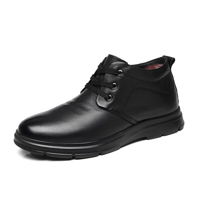 Men's First Layer Cowhide Soft Soled Thickening Real Wool Boots
