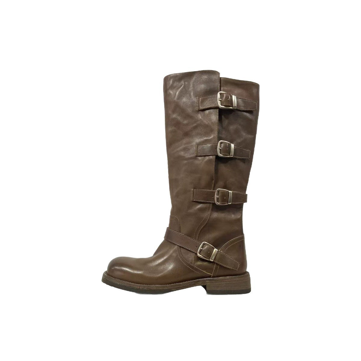 Women's Washed Horse Martin Long Buckle Boots