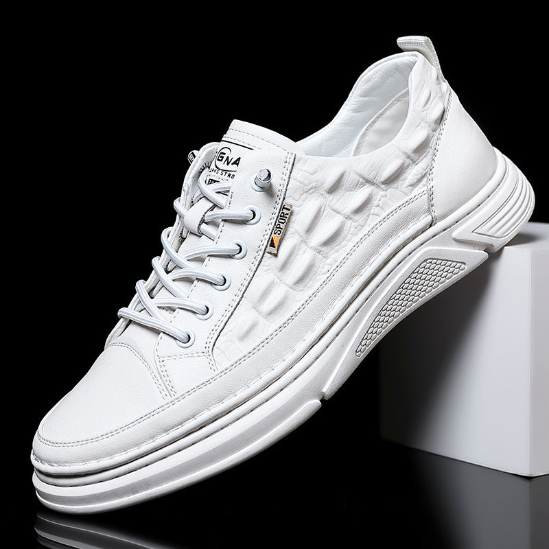 Men's Genuine White Low-cut Fashion Light Sports Casual Shoes