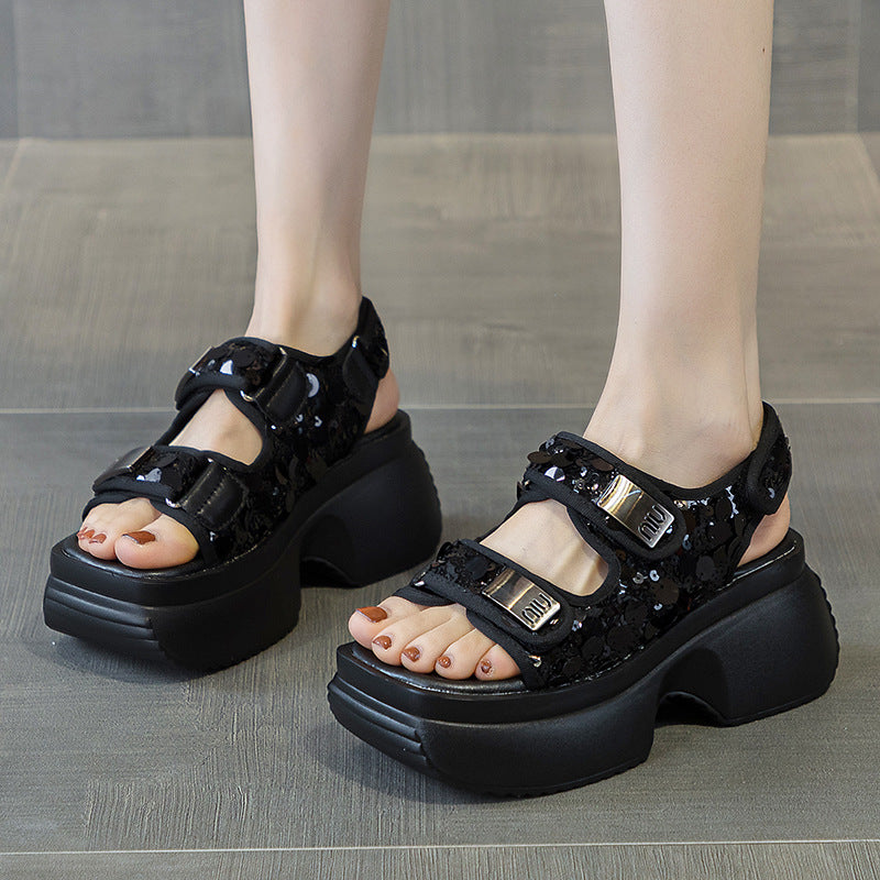 Women's Summer European Goods Sequined Thick-soled Platform High Sandals