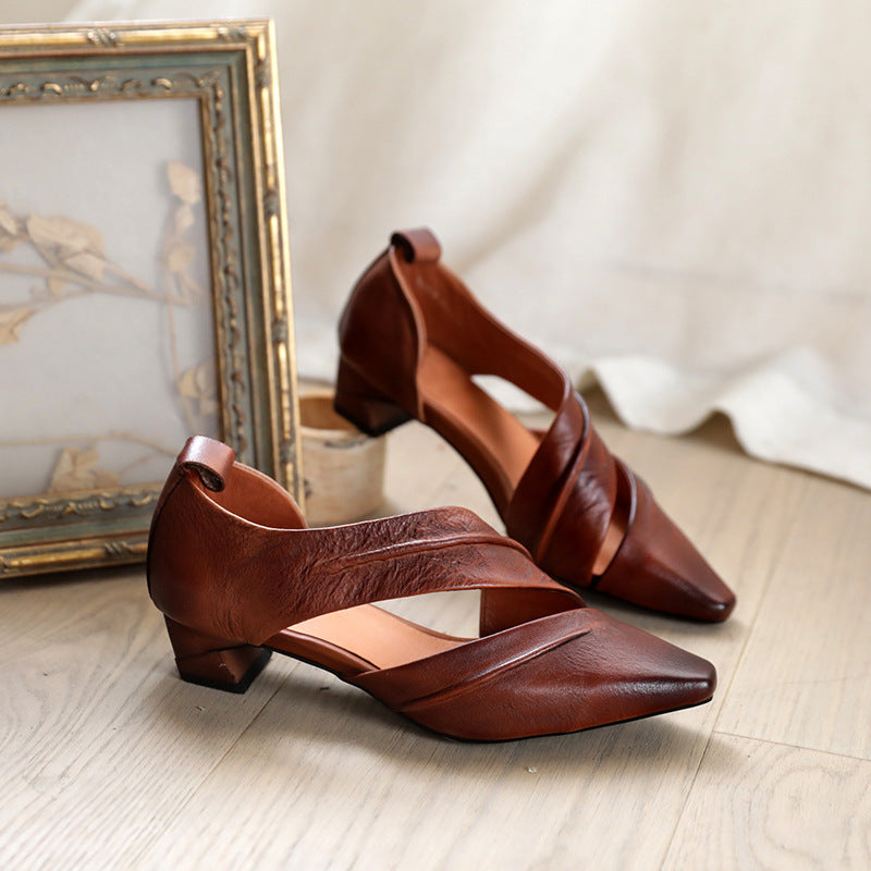 Women's Pliable Temperament Cowhide Closed Toe Side Air Women's Shoes