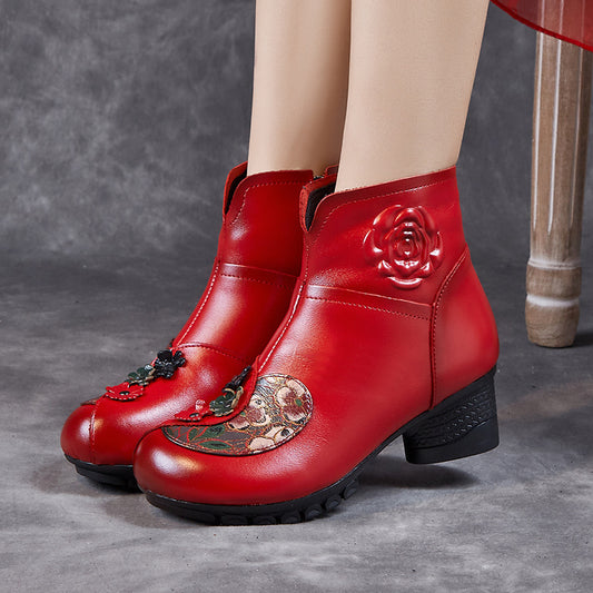 Women's Winter First Layer Cowhide Thick Soft Bottom Women's Shoes