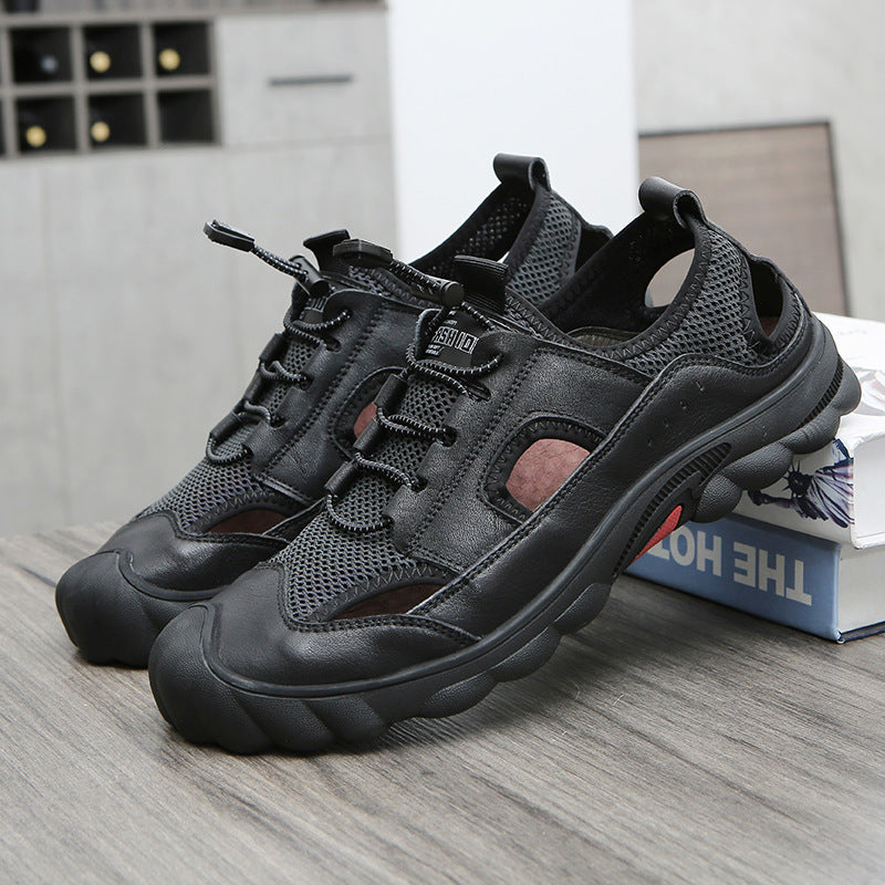 Men's Summer Genuine Closed Toe Breathable Mesh Sandals