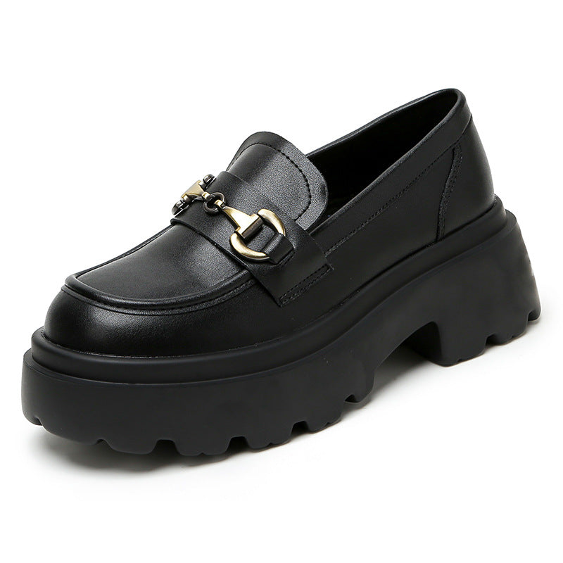 Women's Platform British One Pedal Height Increasing Loafers
