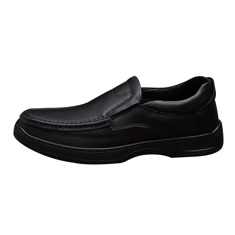 Men's Soft Leisure Slip On First Layer Cowhide Autumn Sleeve Wire Men's Business Leather Shoes