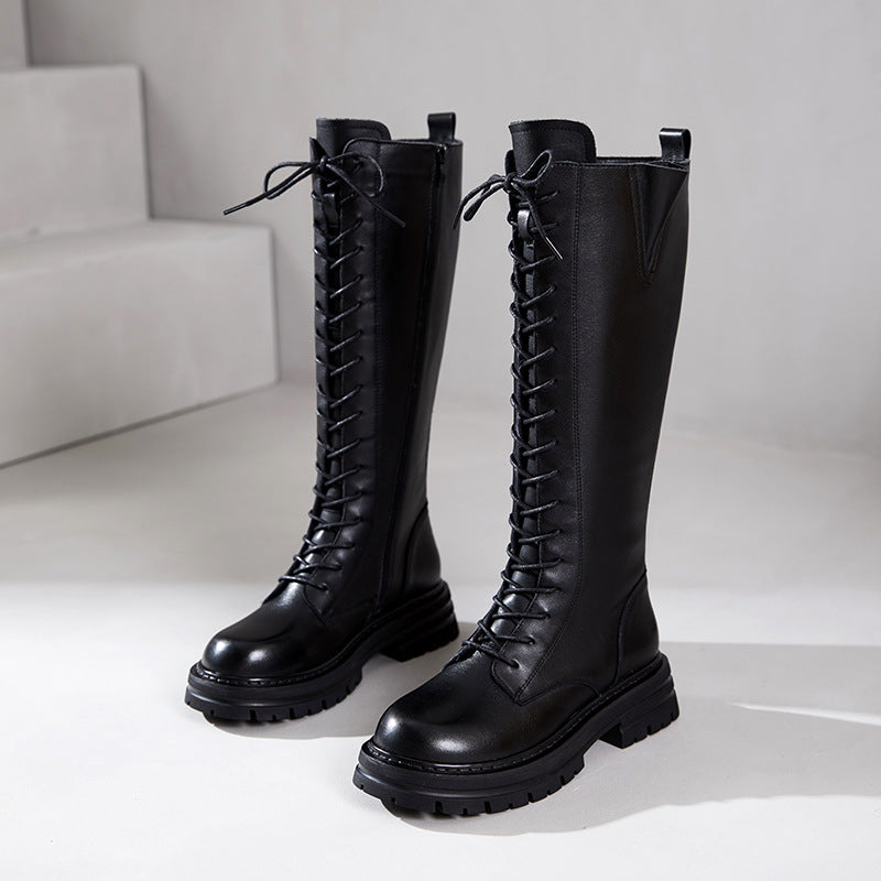 Women's First Layer Cowhide Genuine Thick Bottom Boots