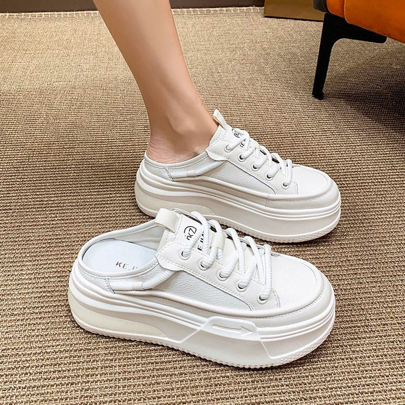 Women's Closed Toe Half Outdoor Lazy Platform Slippers