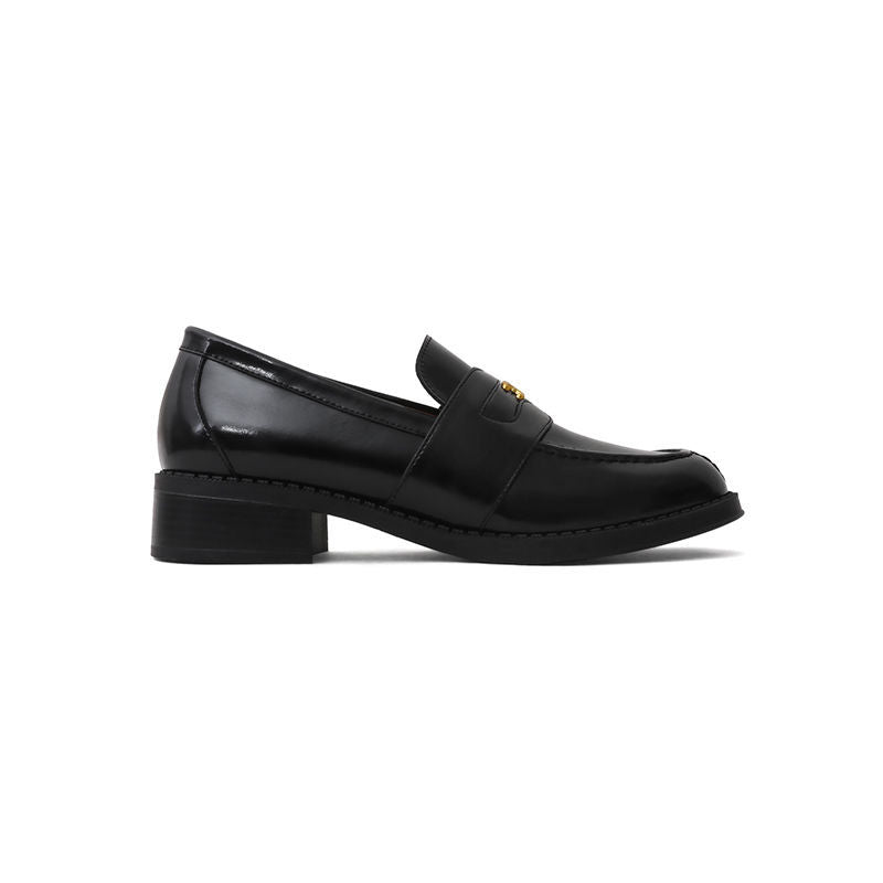 Women's Flat Arc Small Golden Button Platform Loafers