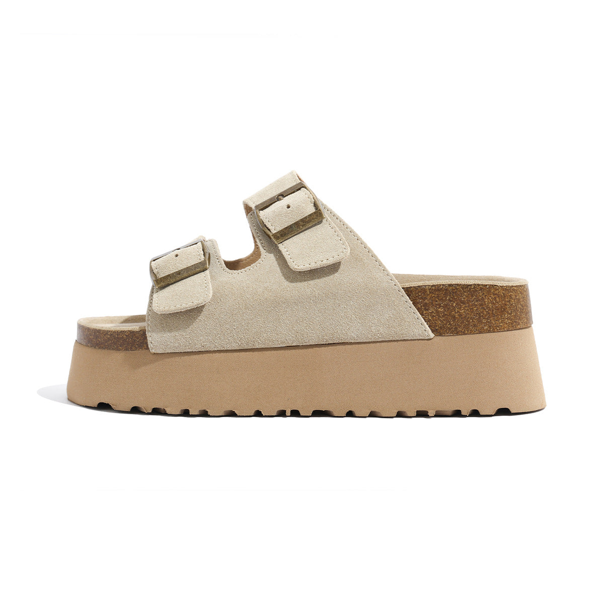 Women's High-rise Beach Retro Double Buckle Short Slippers