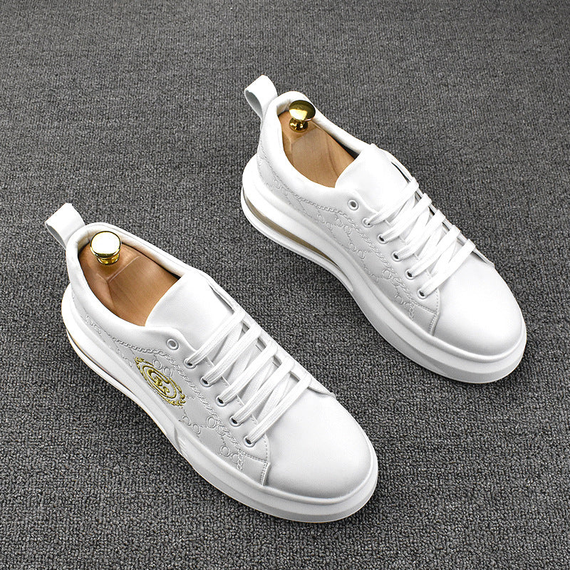 Men's Height Increasing Board Korean Style Breathable Platform Low Top Casual Shoes