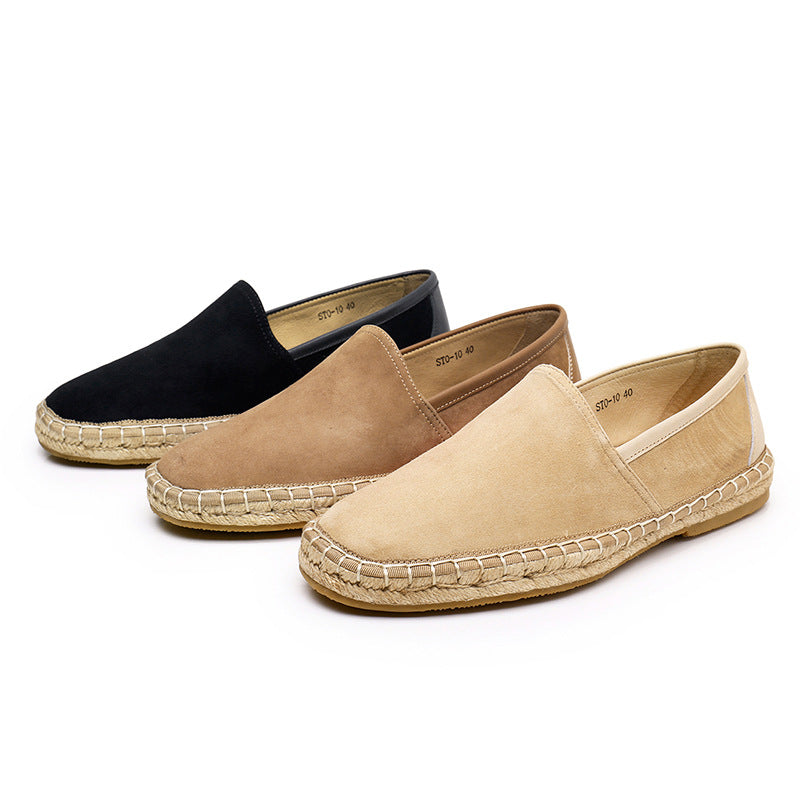 Men's Sheepskin Fisherman Flat Leisure Slip On Leather Shoes