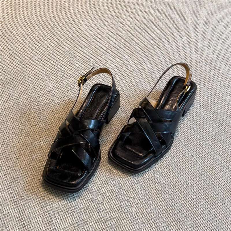 Women's Summer Version Cross Artistic Retro Soft Heels