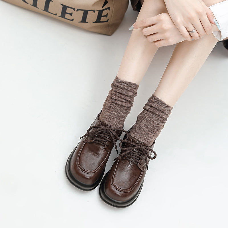 Women's Spring Platform Vintage British Lace Up Loafers
