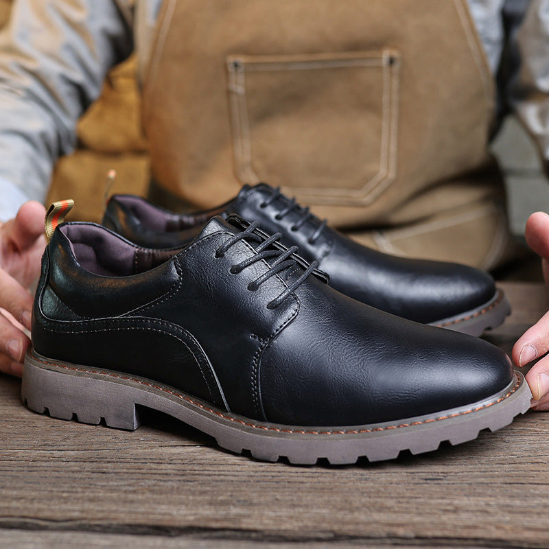 Men's Retro Derby Outdoor Clothes British Style Single-layer Leather Shoes
