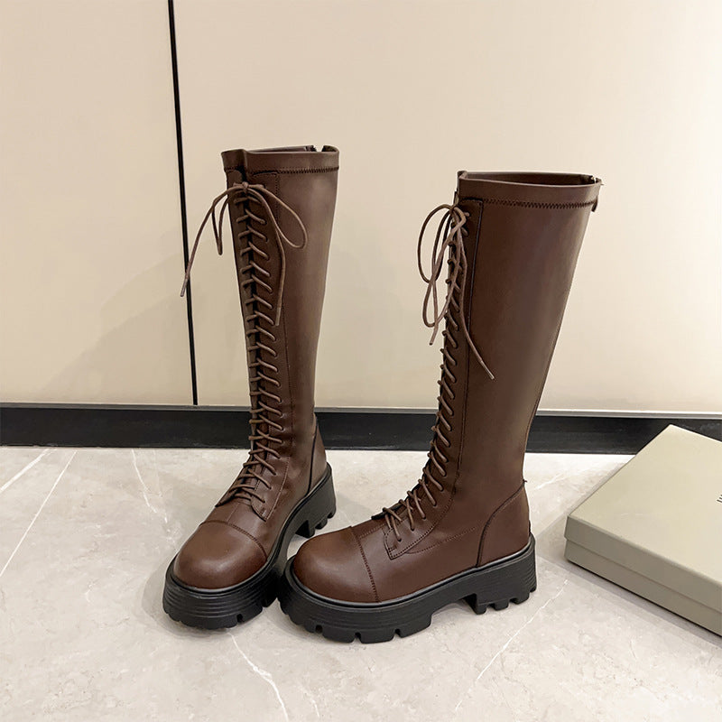 Power Genuine Strap Knight Thick Bottom Boots