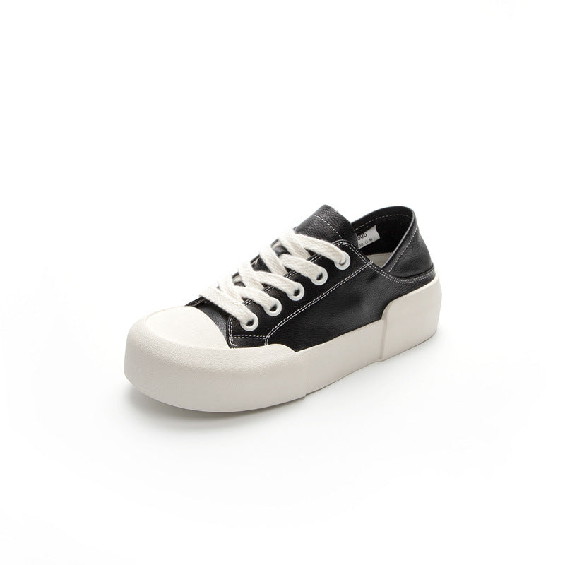 Women's Spring Cowhide Easy Wear Korean Flat Sneakers