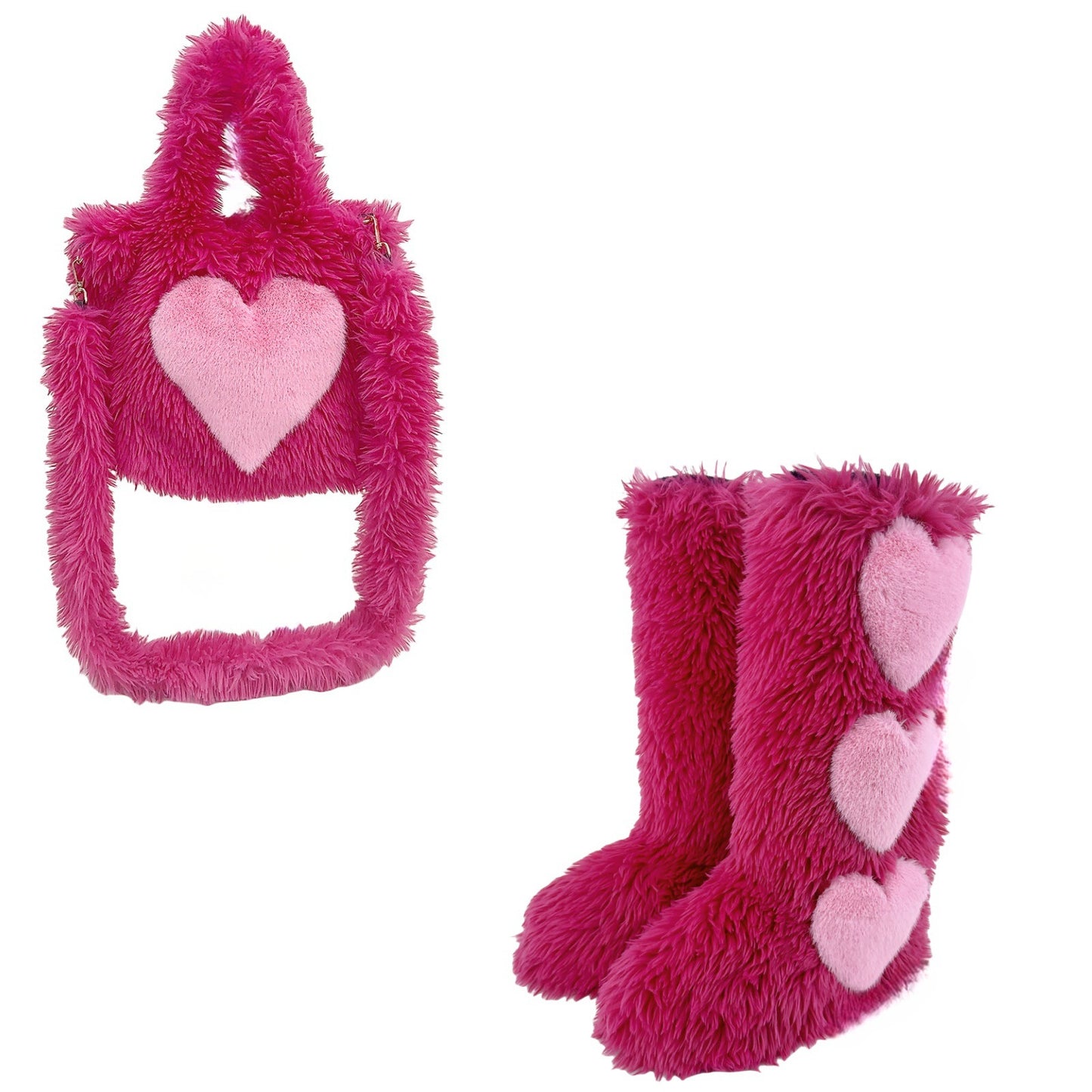 Women's Sweet Cool Style Imitation Fur Furry Tote Bag Snow Boots