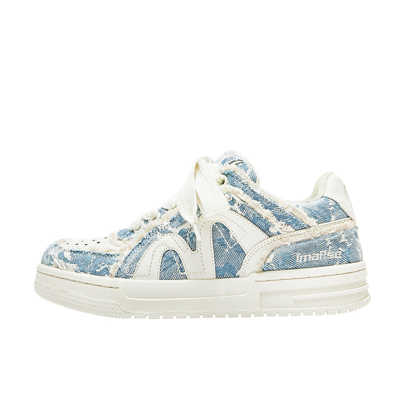 Women's & Men's Destruction Series Comfortable Denim Thick Bottom Sneakers