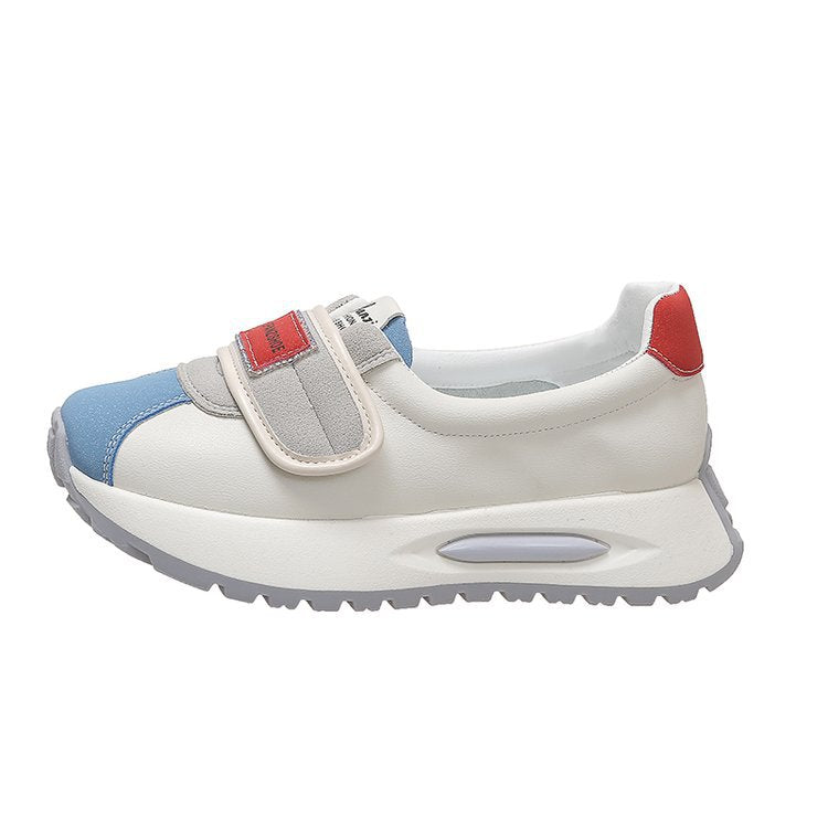 Women's Platform Bottom Mid Low Top Thick Vintage Low-cut Velcro Sneakers