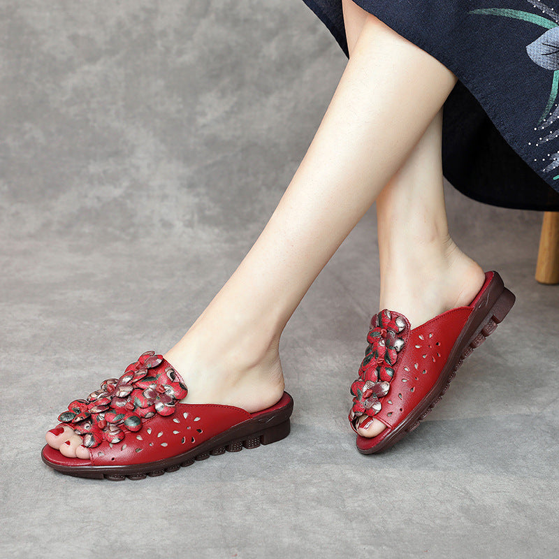 Ethnic Mother Small Floral Hollow Waterproof Sandals