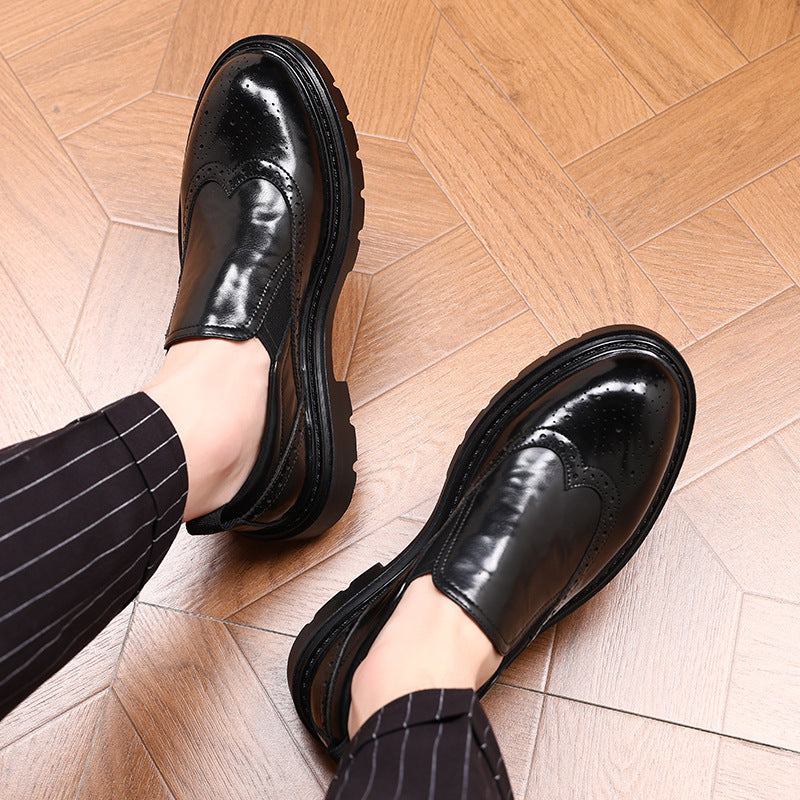 Men's Increased Korean Style British Comfortable Trendy Men's Casual Leather Shoes