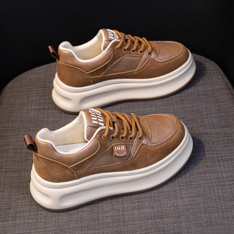 Women's White Autumn Flat Height Increasing Leisure Fashion Casual Shoes
