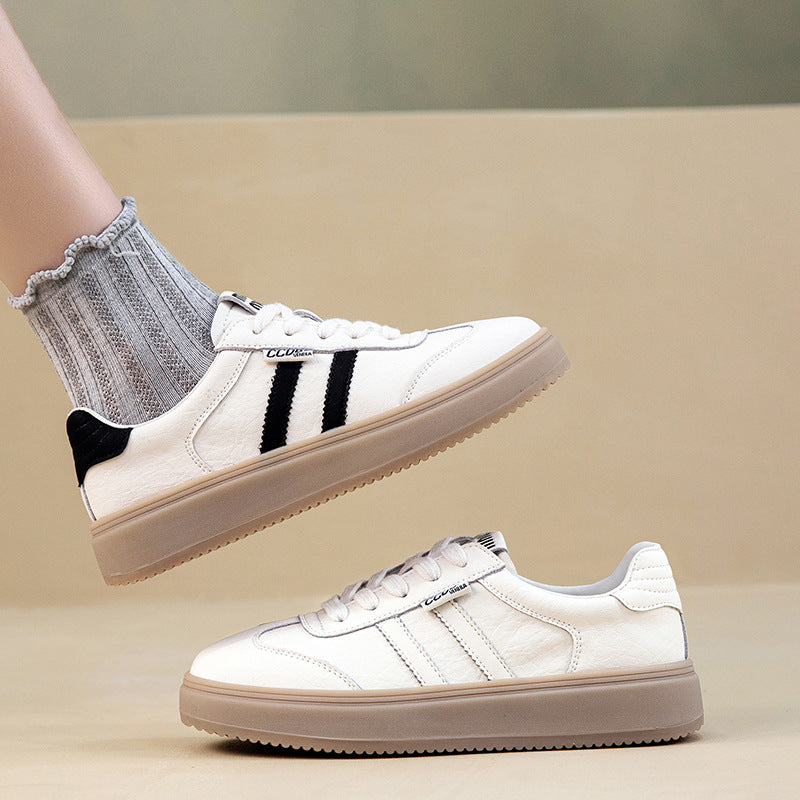 Women's & Men's White Autumn Genuine Preppy Style German Casual Shoes