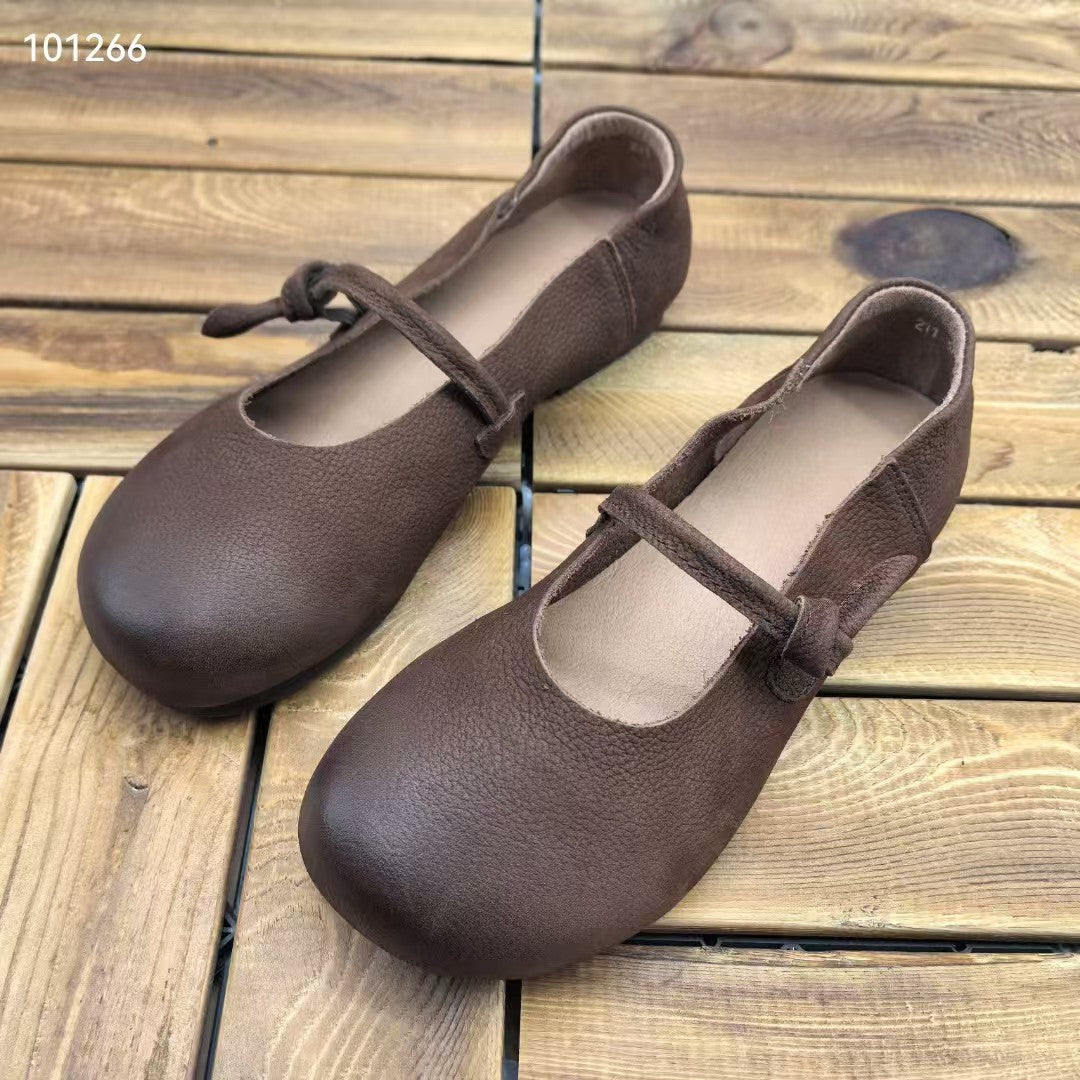 Women's Four Round Toe Flat Strap Soft Loafers
