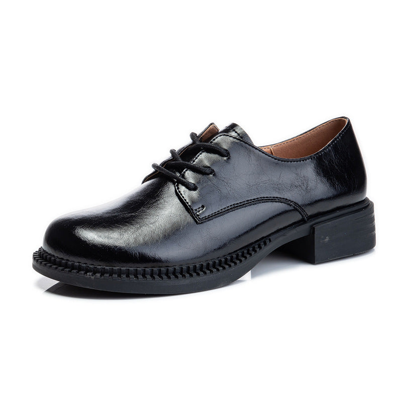 Women's Fashion Spring Thick Bottom Chunky Mary Leather Shoes