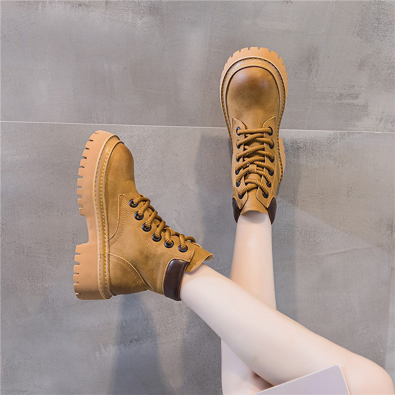 Women's Rub Colored Martin Bumblebee Muffin Bottom Boots